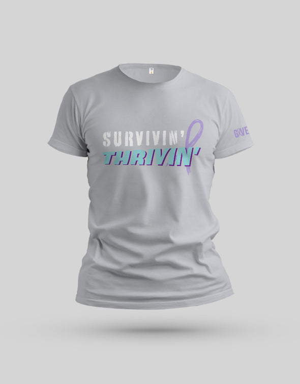 Survivin & Thrivin Light Grey Short Sleeved T-Shirt